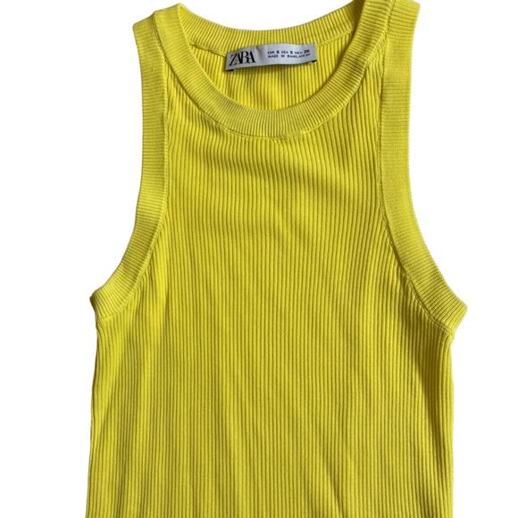 Zara Yellow Ribbed Knit Tank Top Women’s Size Small - Picture 3 of 7